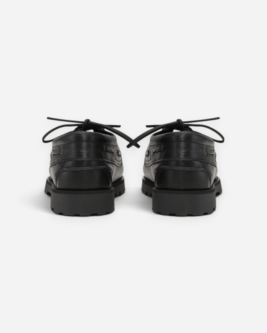 Black Grain Leather Boat Shoe Mens Black Leather Boat Shoes Les Deux