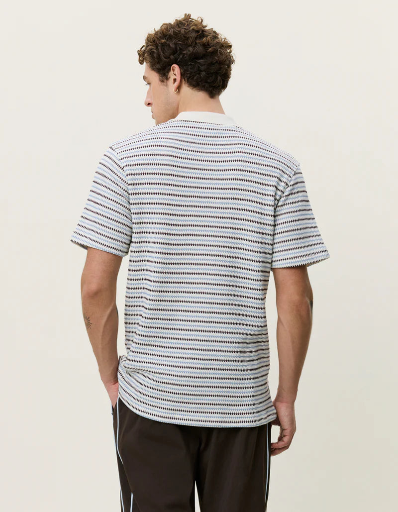 Eggnog White Knitted Stripe Polo Les Deux Stripe Polo