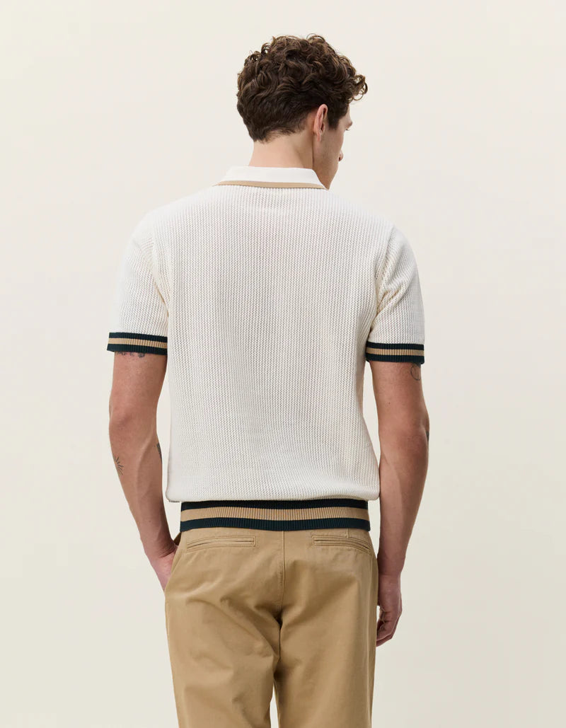 Eggnog White Lace Knitted Polo Les Deux Mens