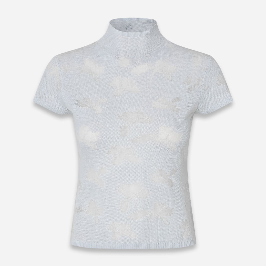 Illusion Blue Samarine T Shirt Womens High Neck Short Sleeve Samsoe Samsoe Shirt