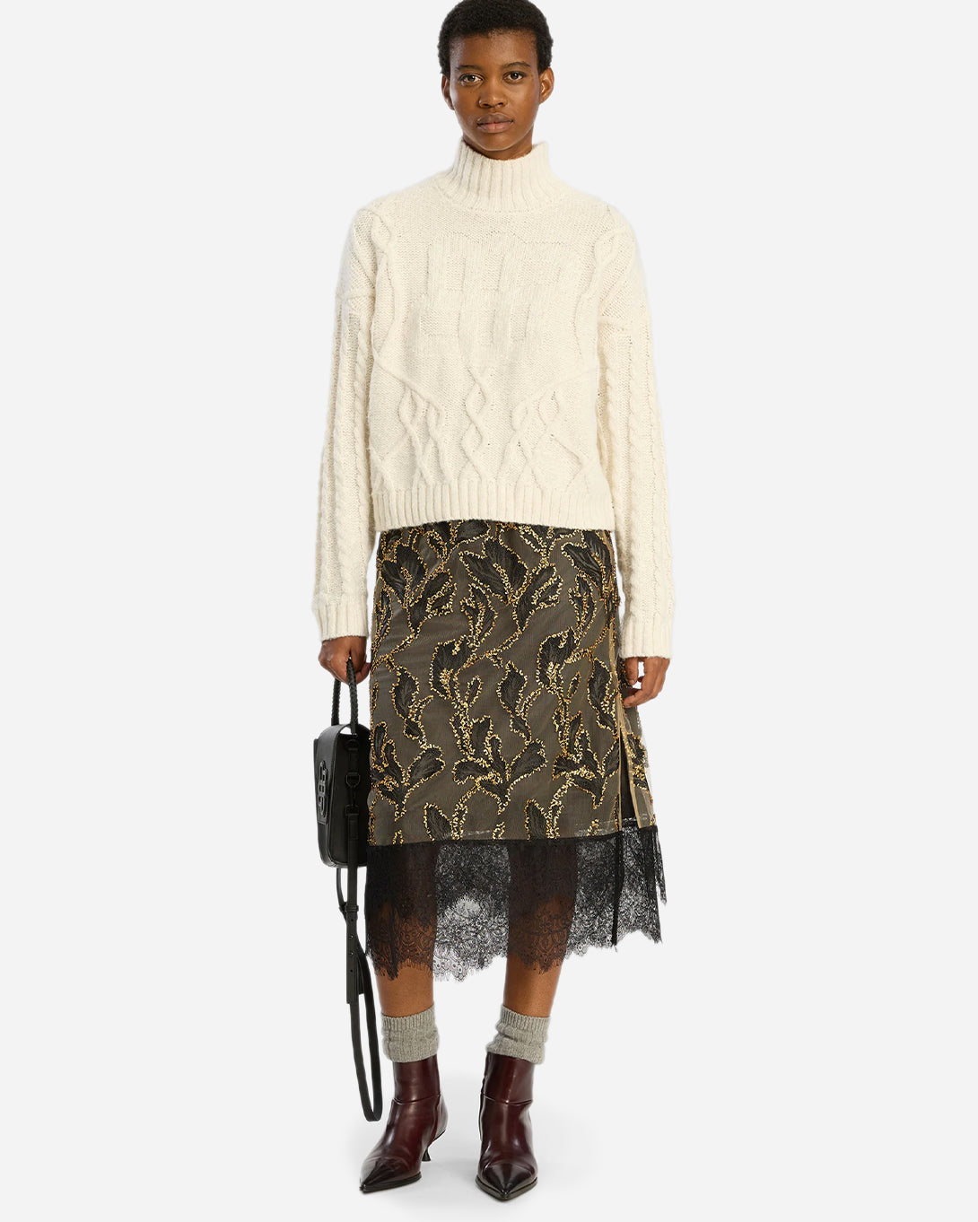 Gold Latosha Munthe Womens Skirt Mid Skirt