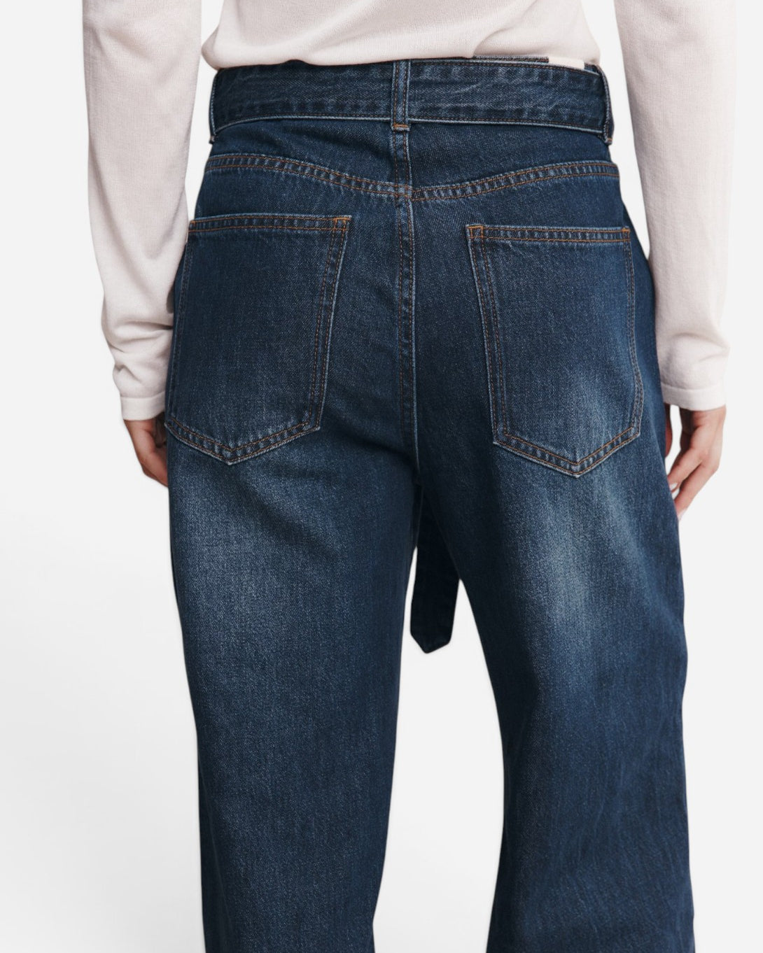 Dark Wash Belted Wide Leg Jean Womens Jeans Marle Clothing