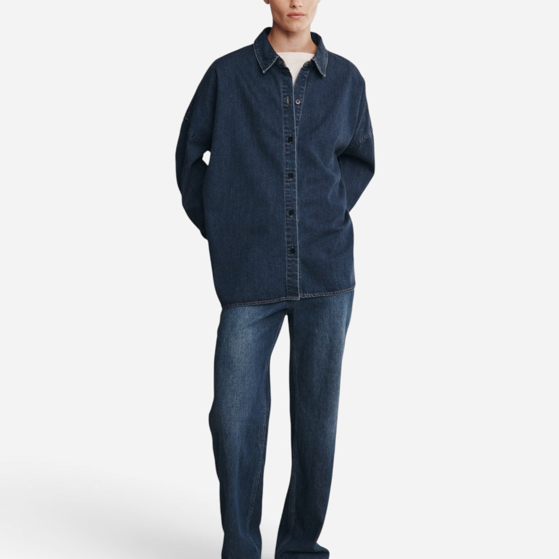 Dark Wash 01 Jordy Shirt Womens Oversized Denim Shirt Marle Clothing