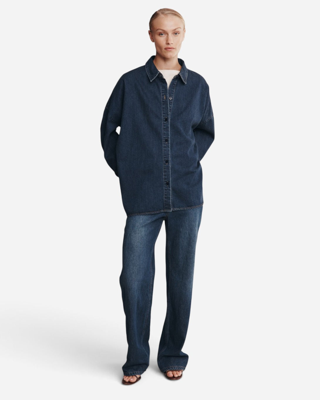 Dark Wash 01 Jordy Shirt Womens Oversized Denim Shirt Marle Clothing