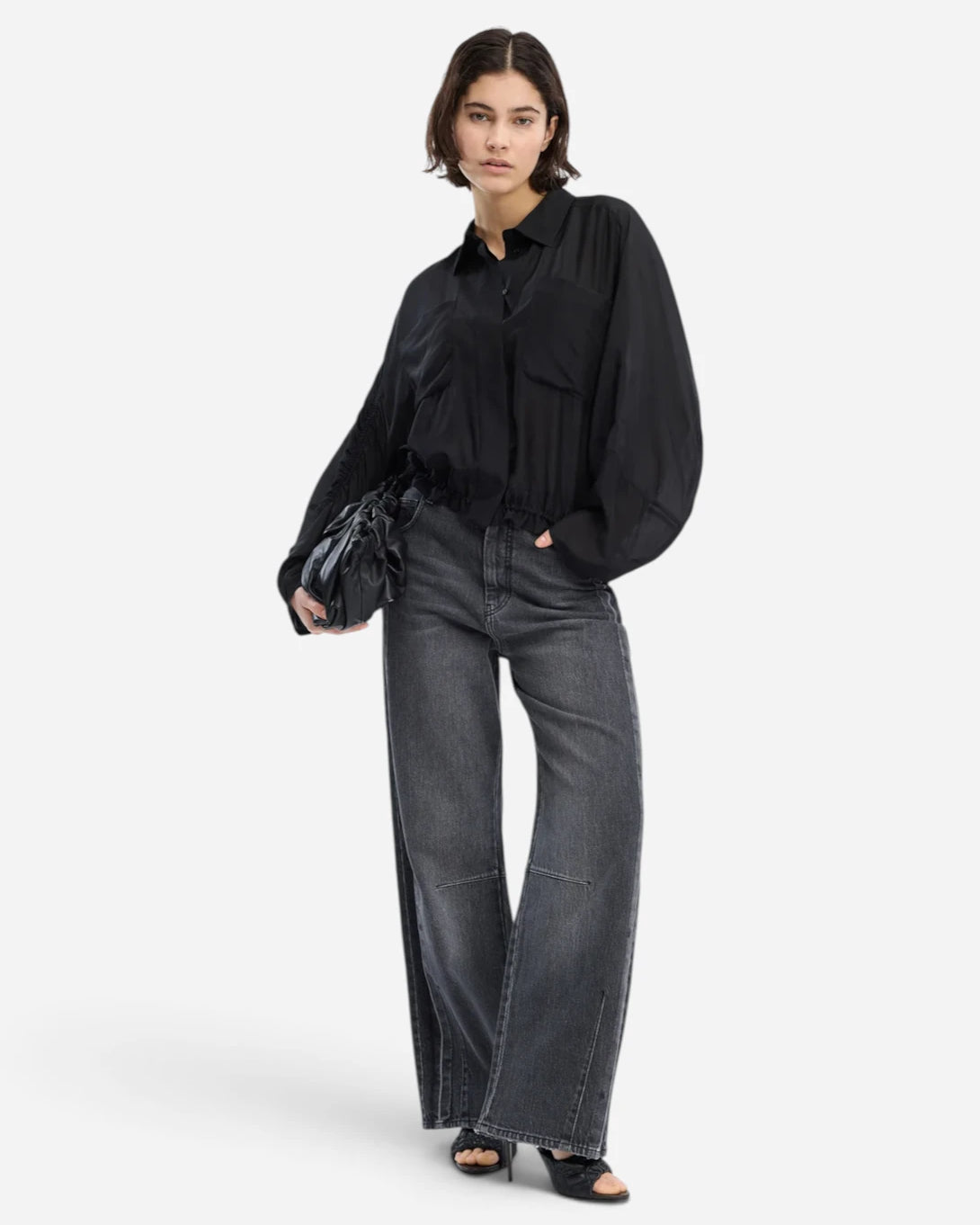 Black Vigil Womens Collared Silk Top Munthe Clothing