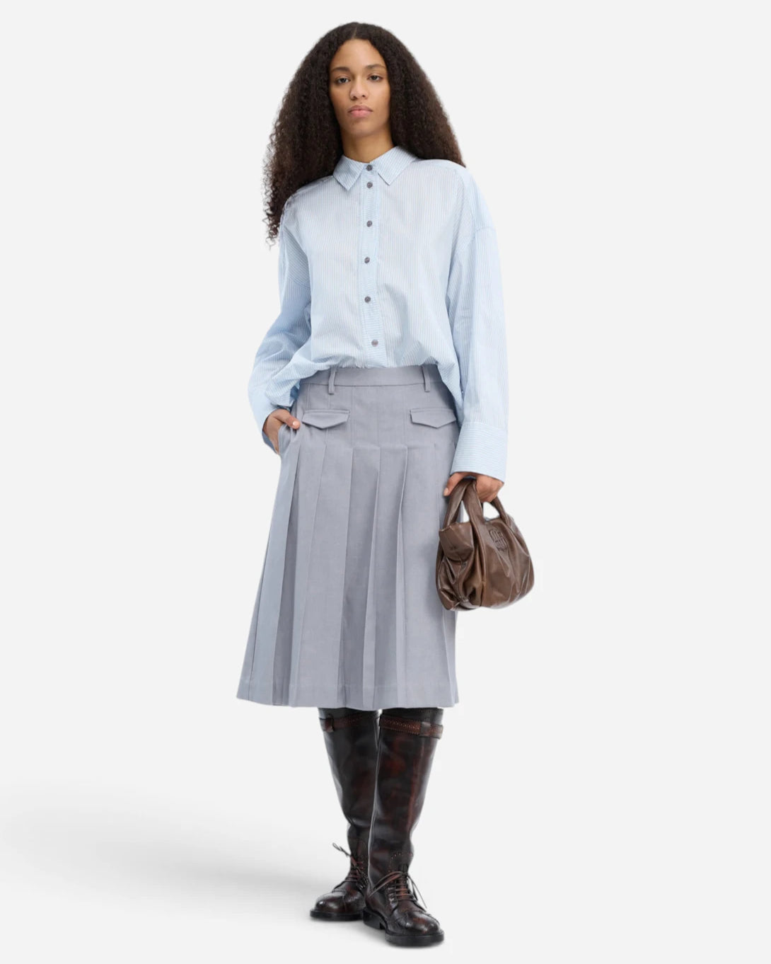 Sripe Blue Vontario Womens Woven Collared Shirt Munthe Clothing