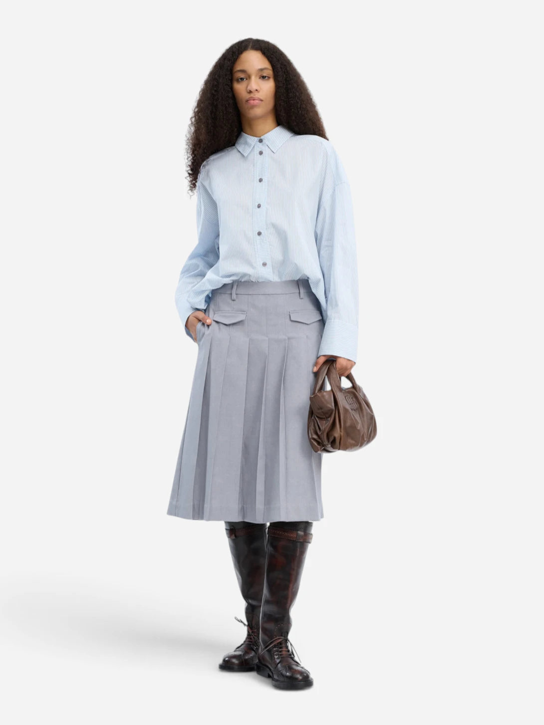 Sripe Blue Vontario Womens Woven Collared Shirt Munthe Clothing