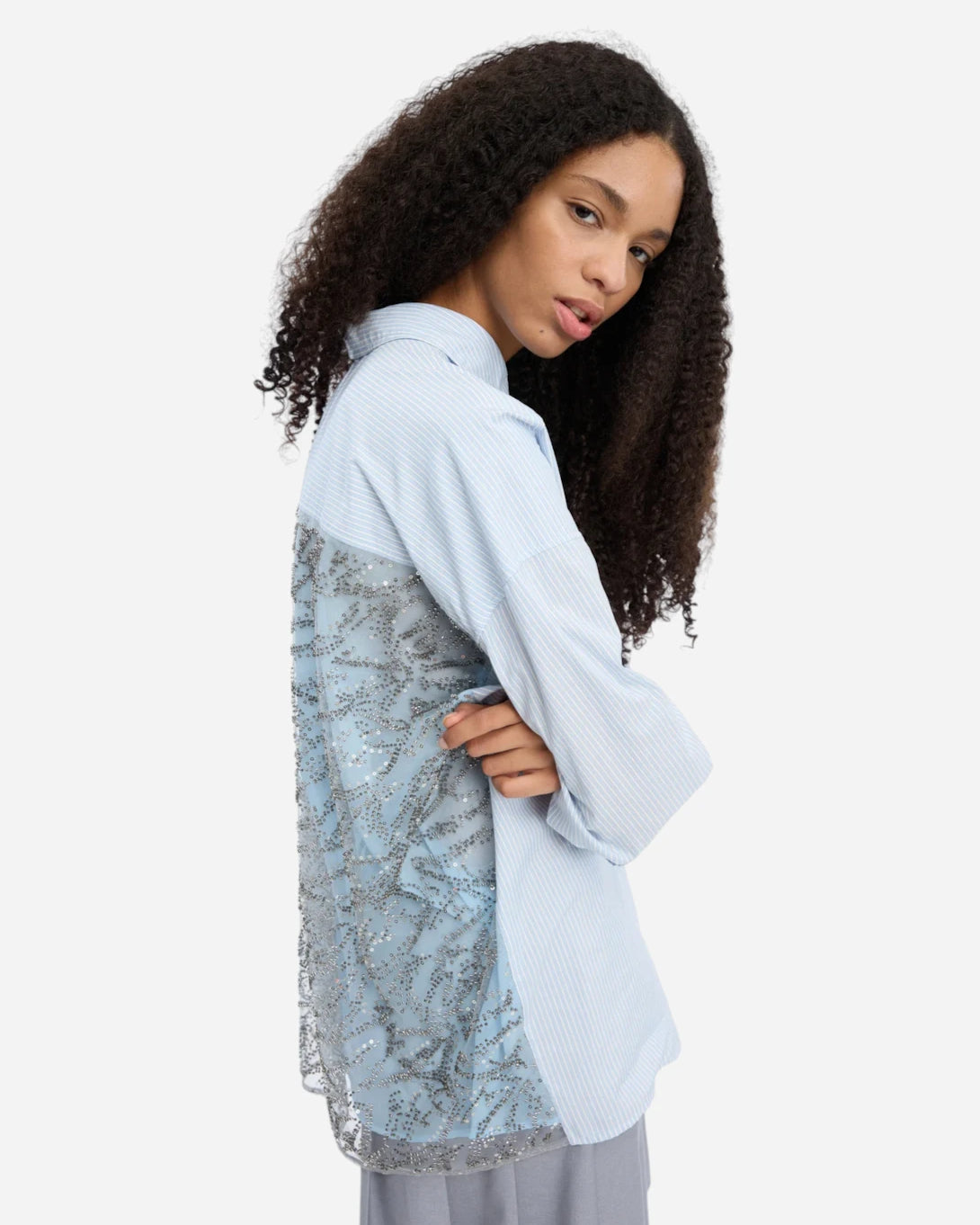 Sripe Blue Vontario Womens Woven Collared Shirt Munthe Clothing