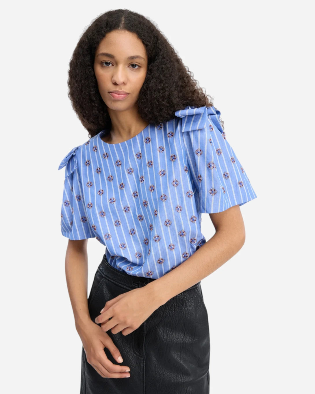 Blue Vapouri Womens Pattern Blouse Munthe Clothing