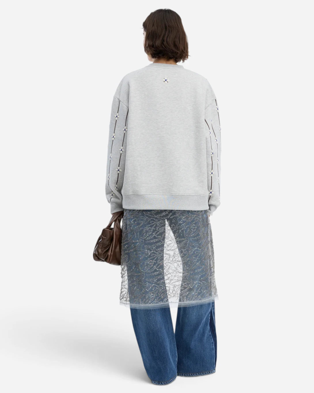 Light Grey Vesicle Womens Pullover Pattern Print Sweatshirt Munthe Clothing
