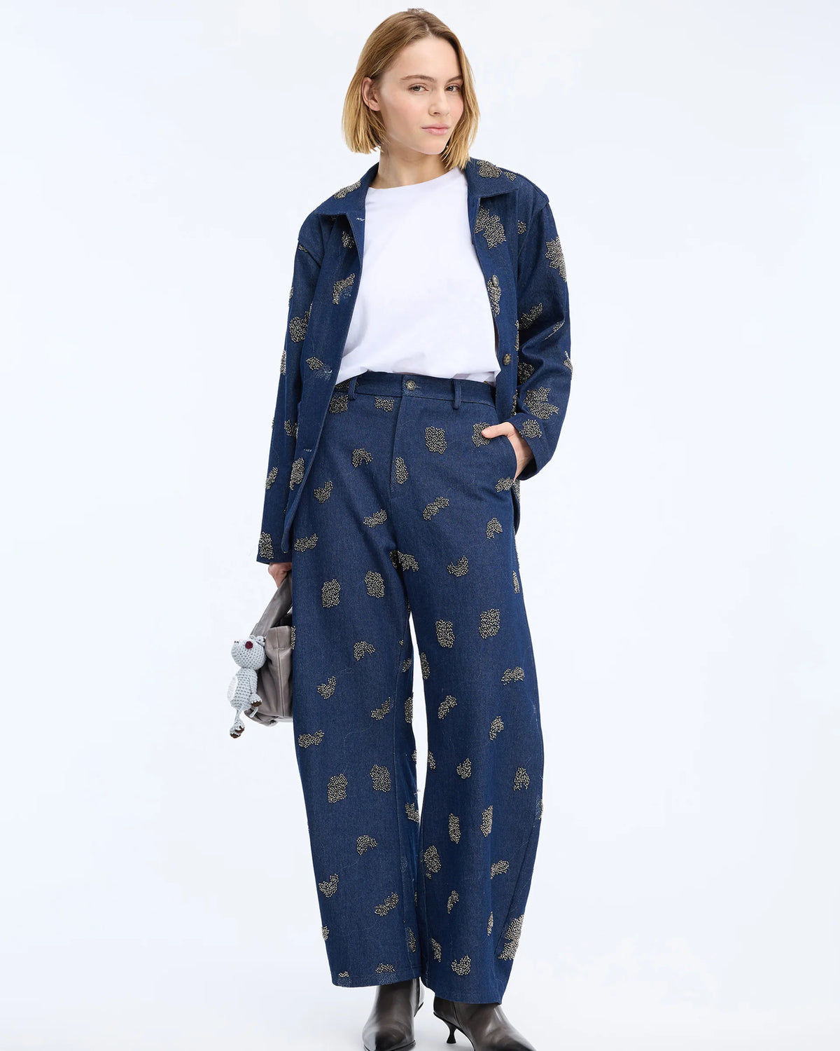 Navy Vasler Womens Graphic Denim Jeans Munthe Clothing