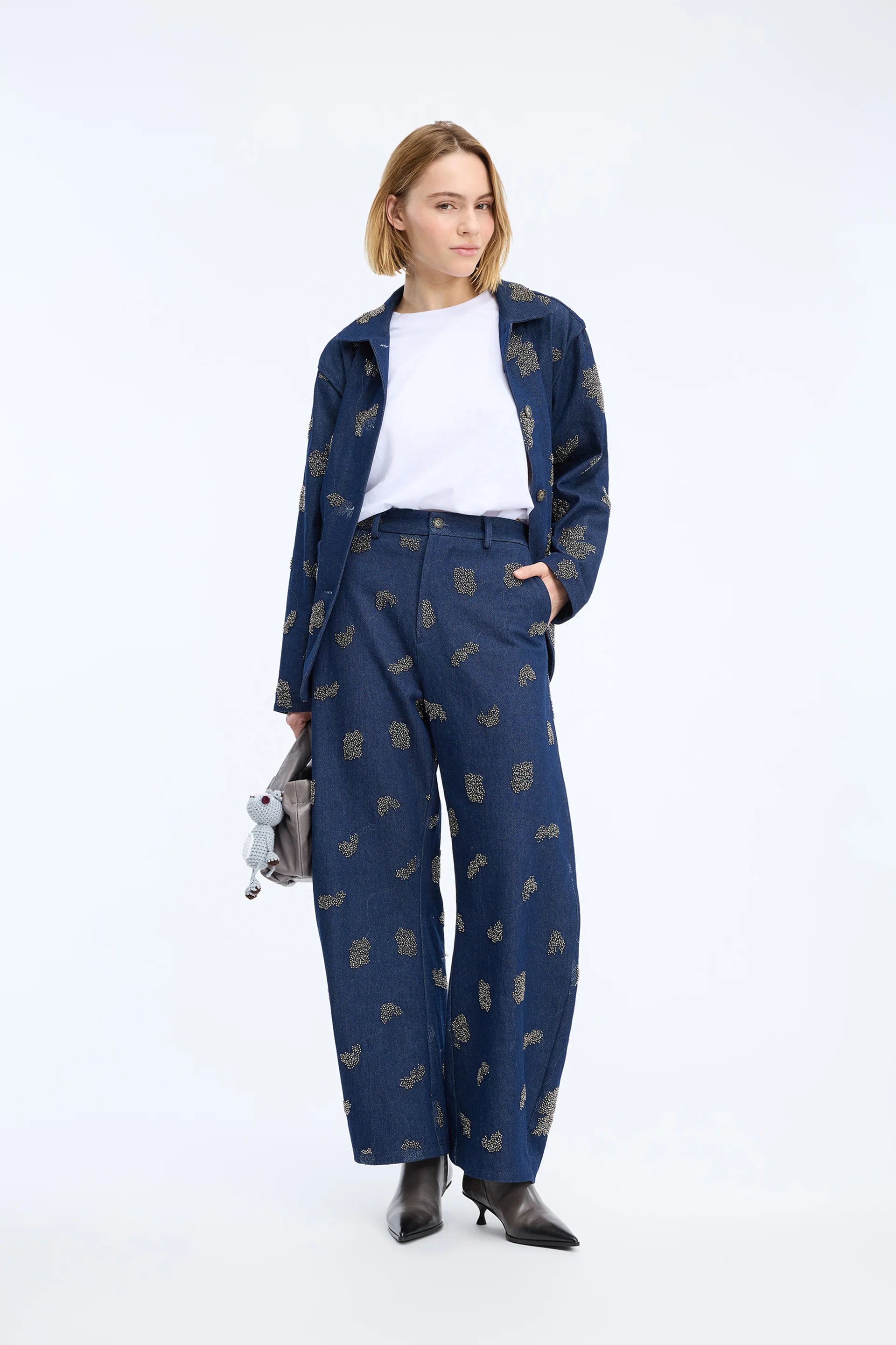 Navy Vasler Womens Graphic Denim Jeans Munthe Clothing