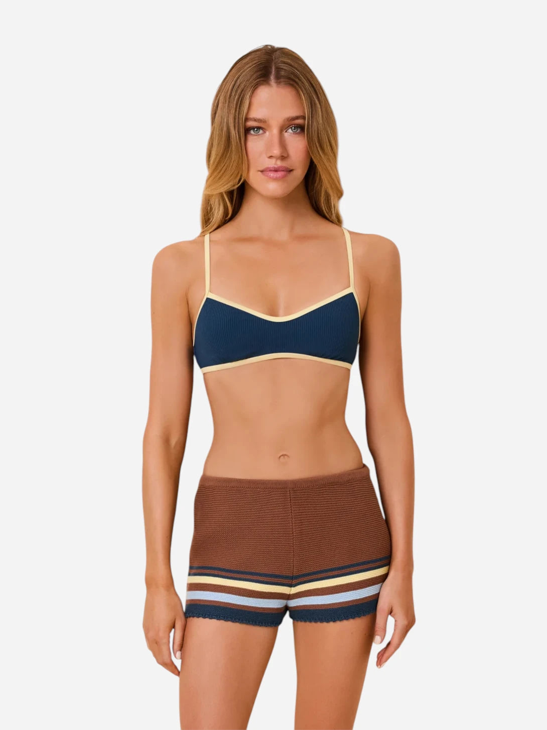 Walnut Wood Copenhagen Stripe The Cleo Short Womens Striped Cotton Shorts Solid And Striped