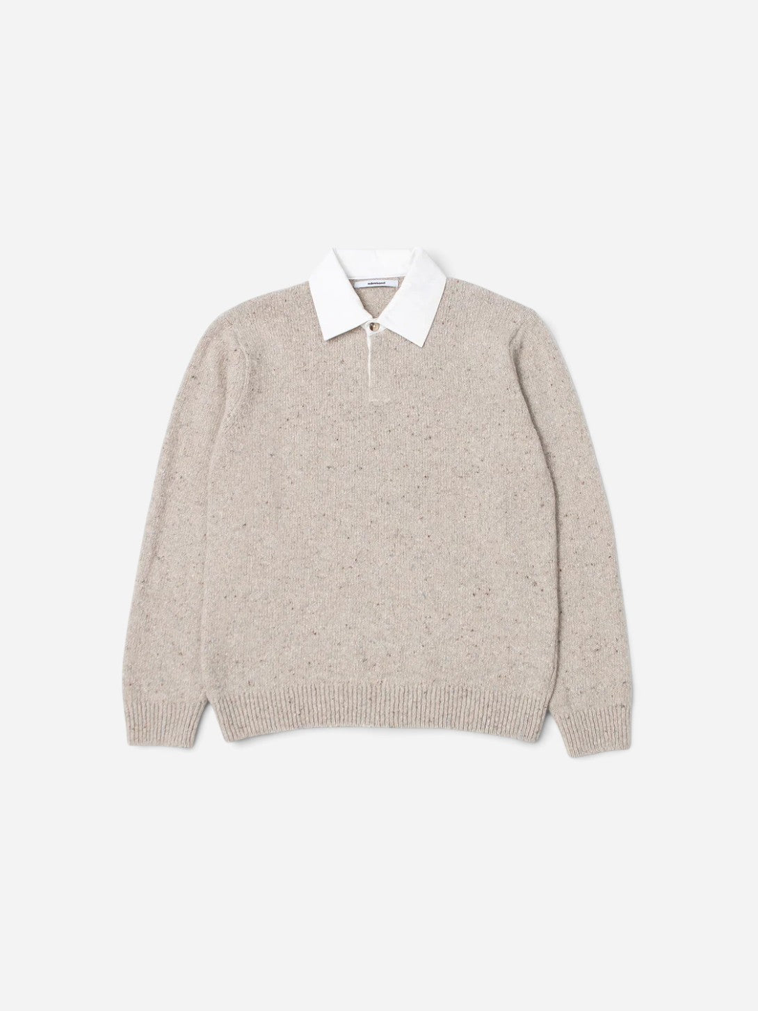 Plain Taupe Paris Polo Mens Knit Long Sleeve Polo Edmmond Studios