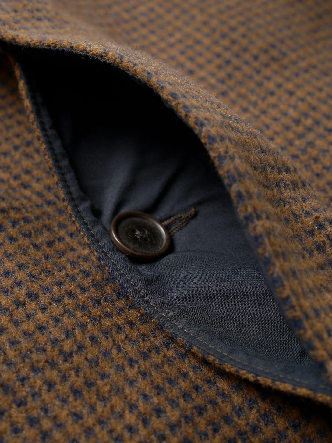Navy/Brown Stan Coat Mens Wool Overcoat Universal Works