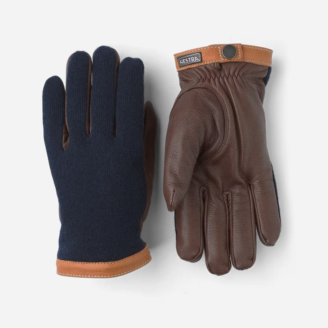 Navy/Chocolate Deerskin Wool Tricot Hestra Gloves