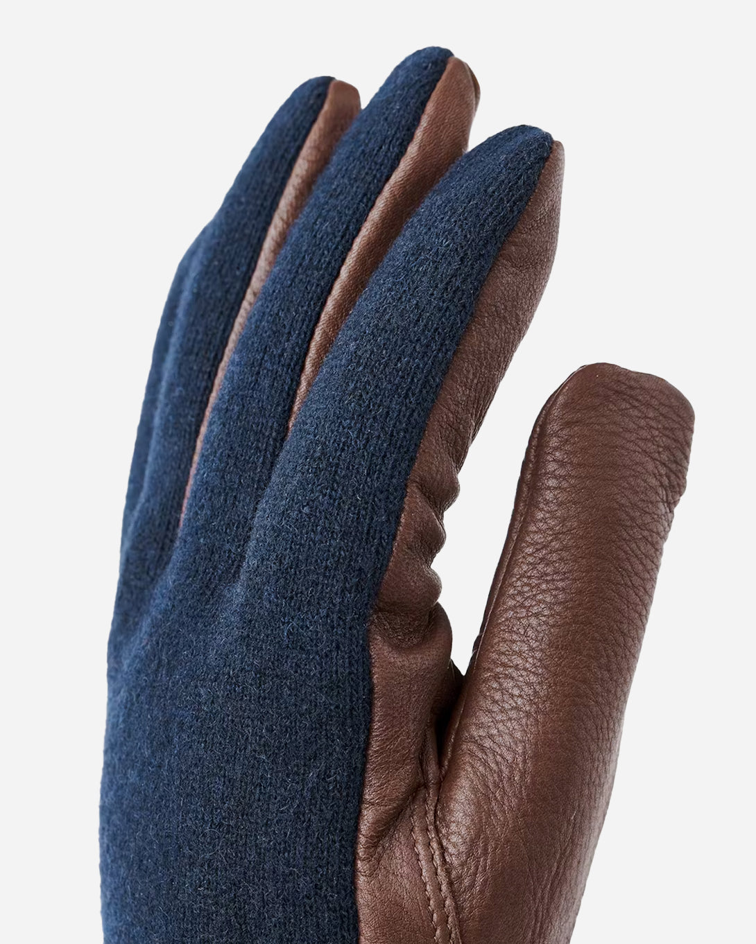 Navy/Chocolate Deerskin Wool Tricot Hestra Gloves