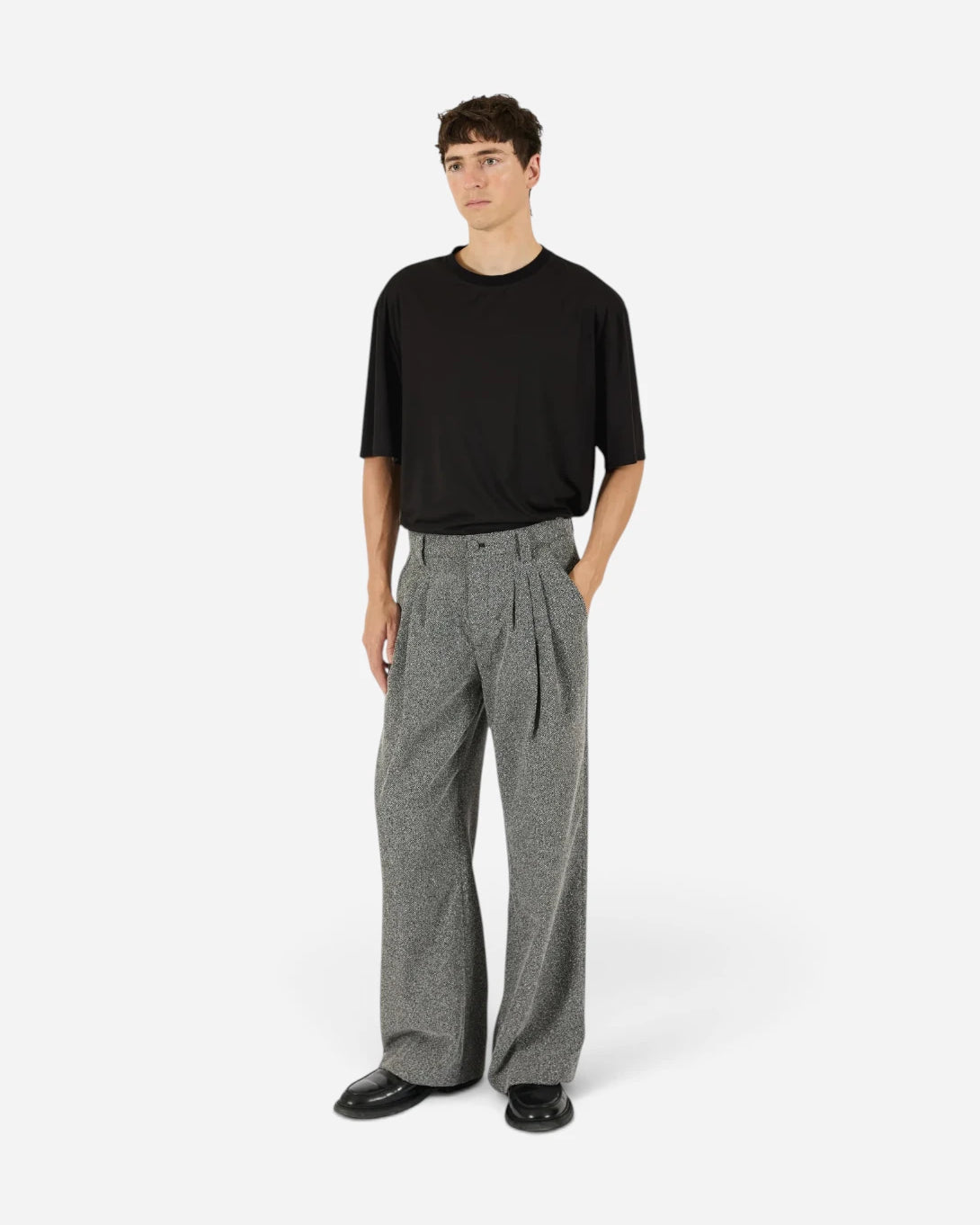 Blanc de Blanc Triple Pleated Static Trouser Krost Gray Pleated Trousers Krost Clothing