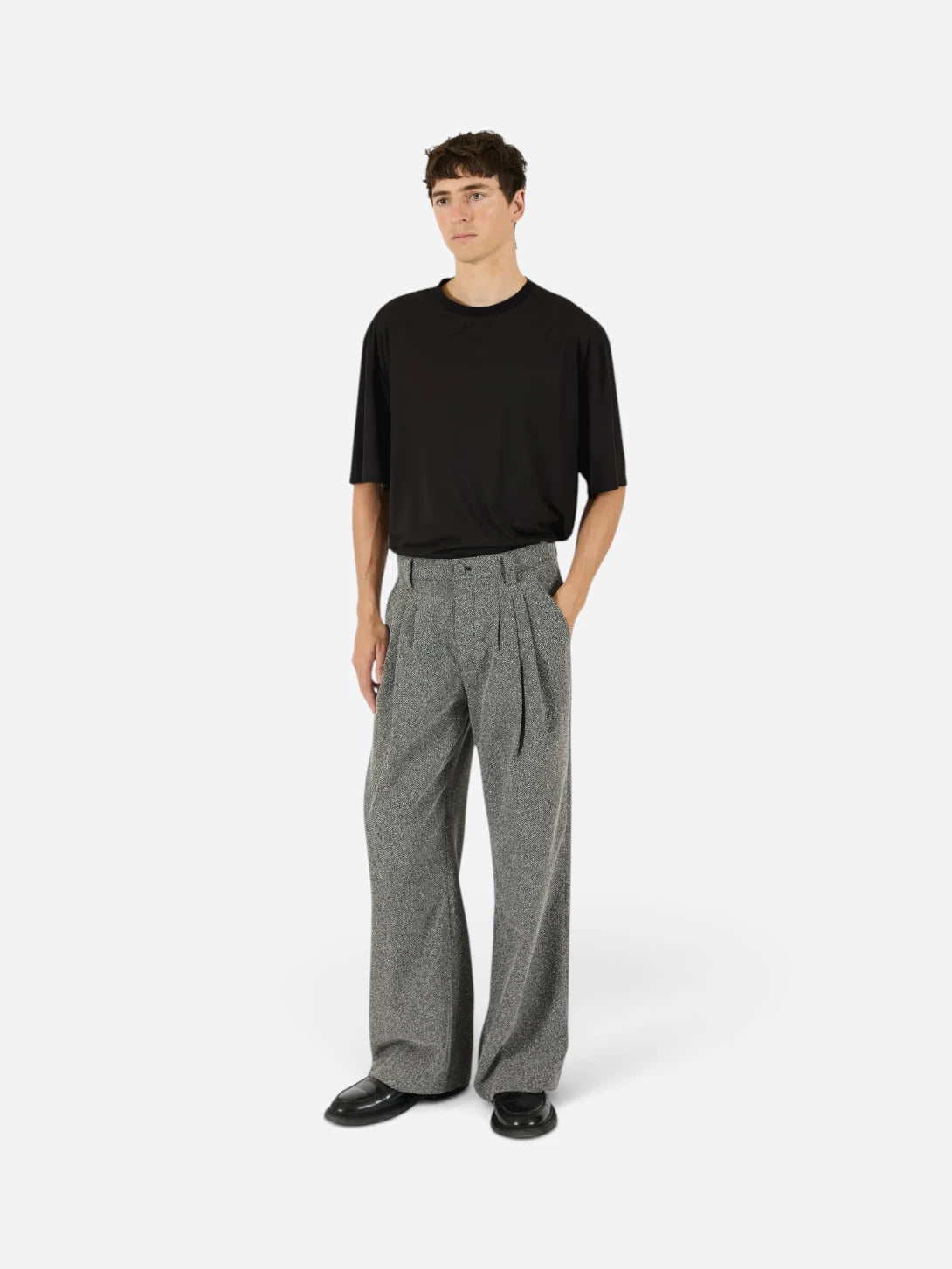Blanc de Blanc Triple Pleated Static Trouser Krost Gray Pleated Trousers Krost Clothing