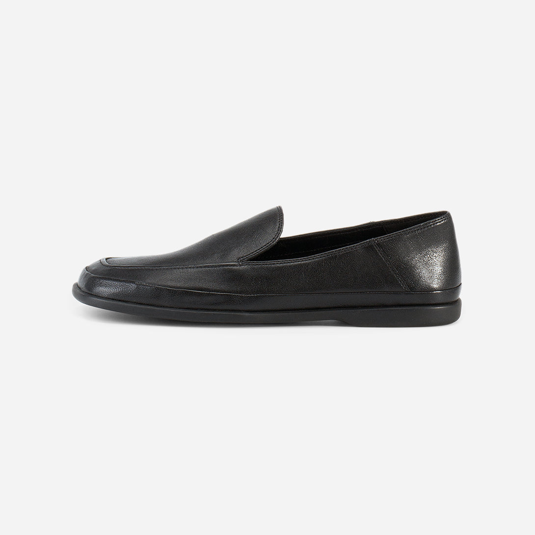 Black Sammie Womens Vagabond Black Leather Slip On Loafers