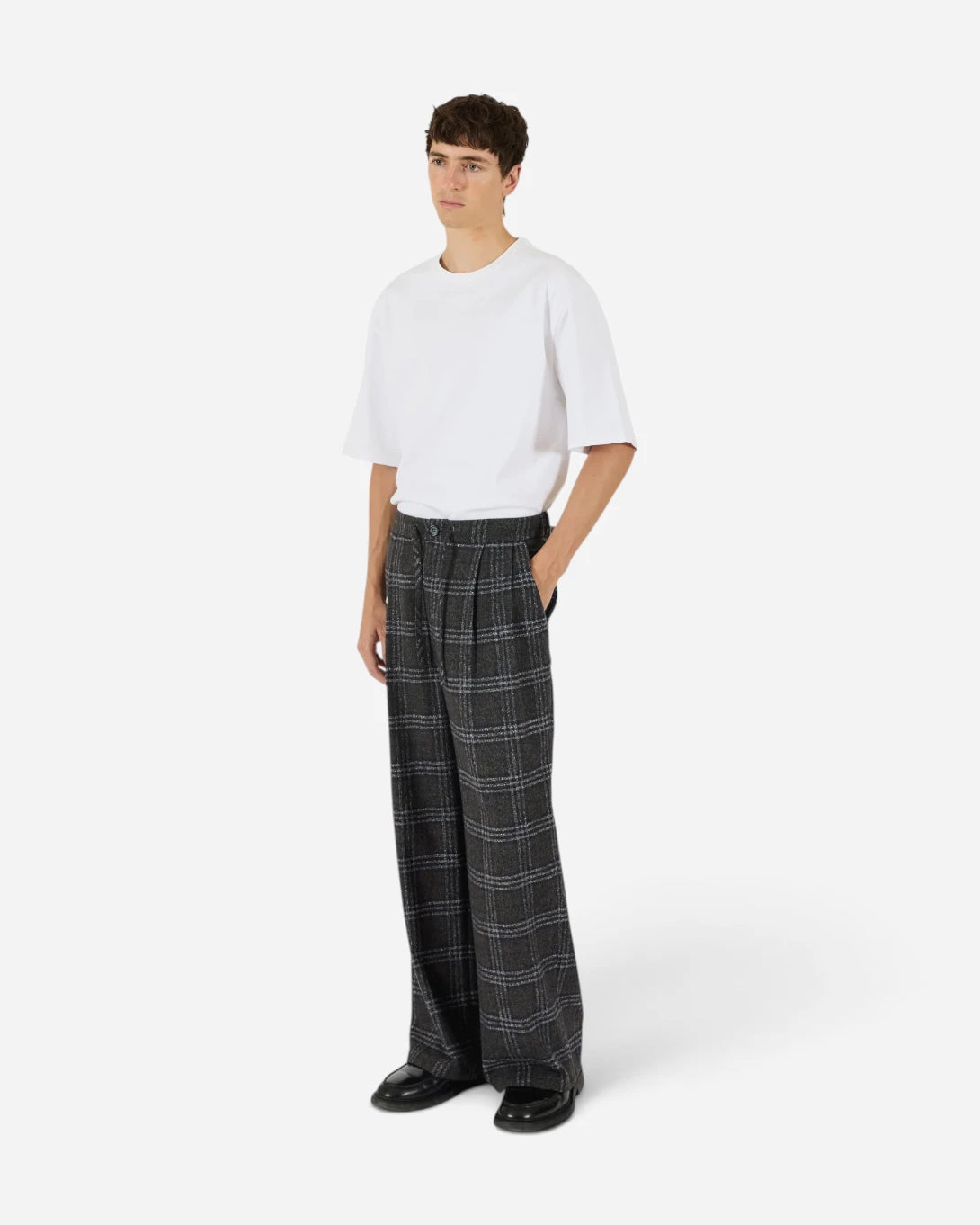Night Sky Eco Half Elastic Plaid Pant mens Checkered Pleated Pants Krost Clothing
