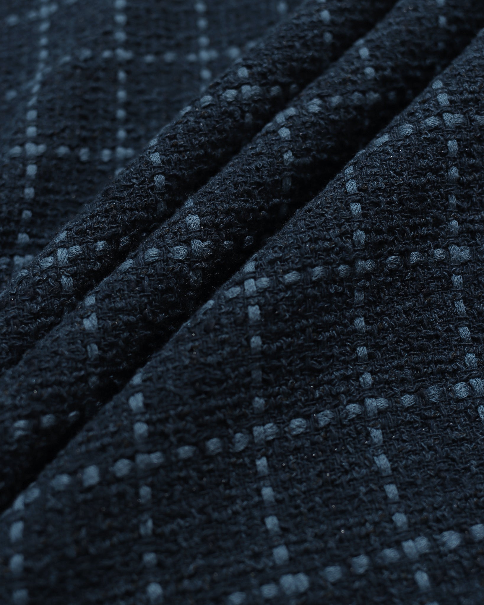 Navy/Blue Bisset Jacket - Windowpane Jacquard Mens Patterned Layering Jacket Button Up Far Afield Mens