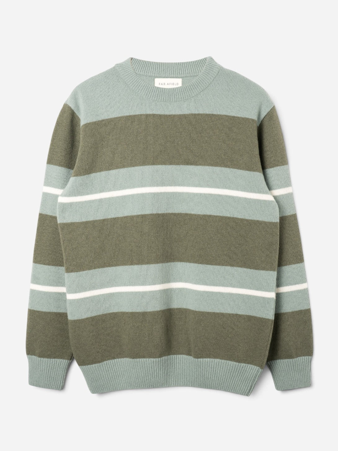 Aqua Blue/Green Combin Striped Knit Mens Pullover Sweater Far Afield
