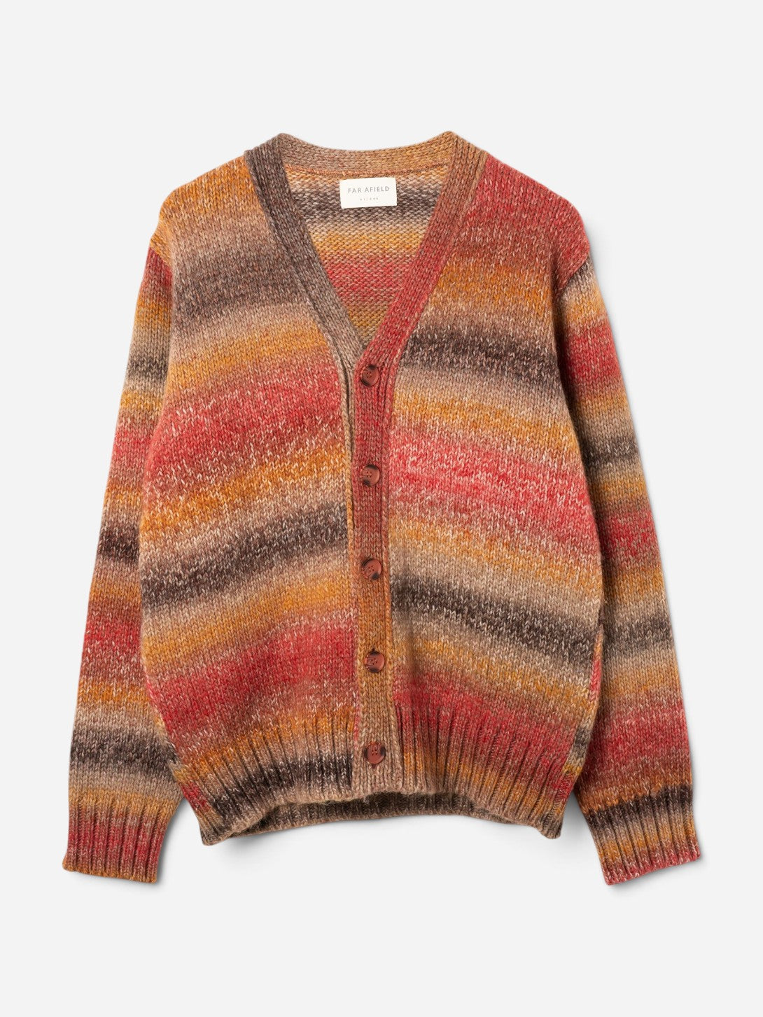 Red/Multi Melange Buckley Cardigan Mens Striped Knit Cardigan Far Afield