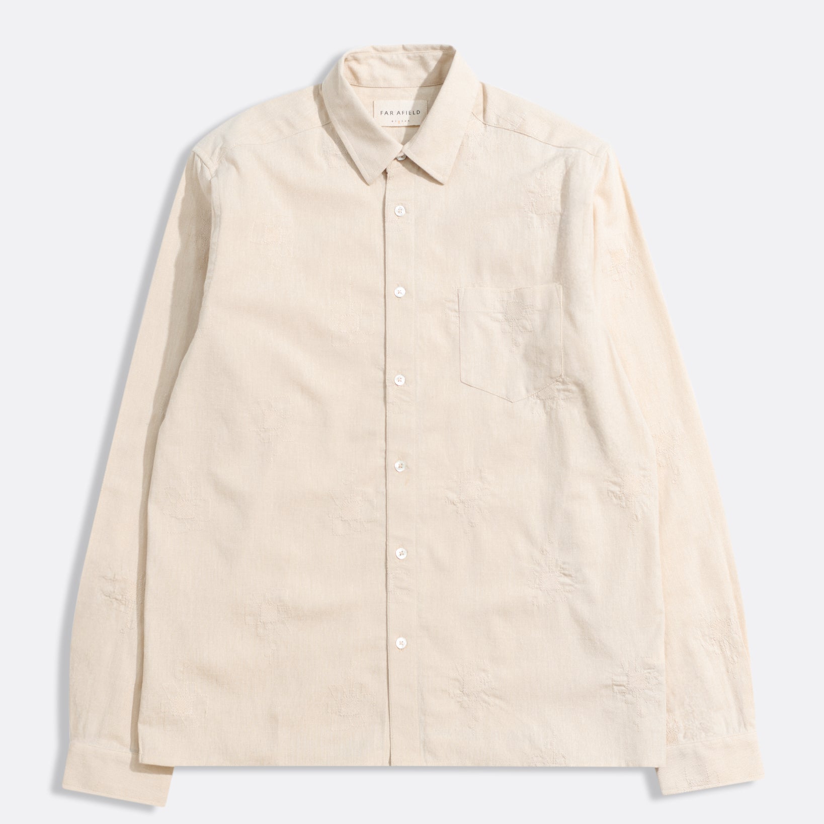 Stone Classic Shirt - Floral Embroidery Mens Far Afield Casual Button Up Shirt Embroidered Woven Shirt