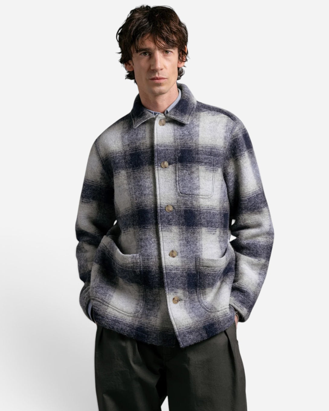 Navy Ormiston Jacket Mens Kestin Flannel Jacket