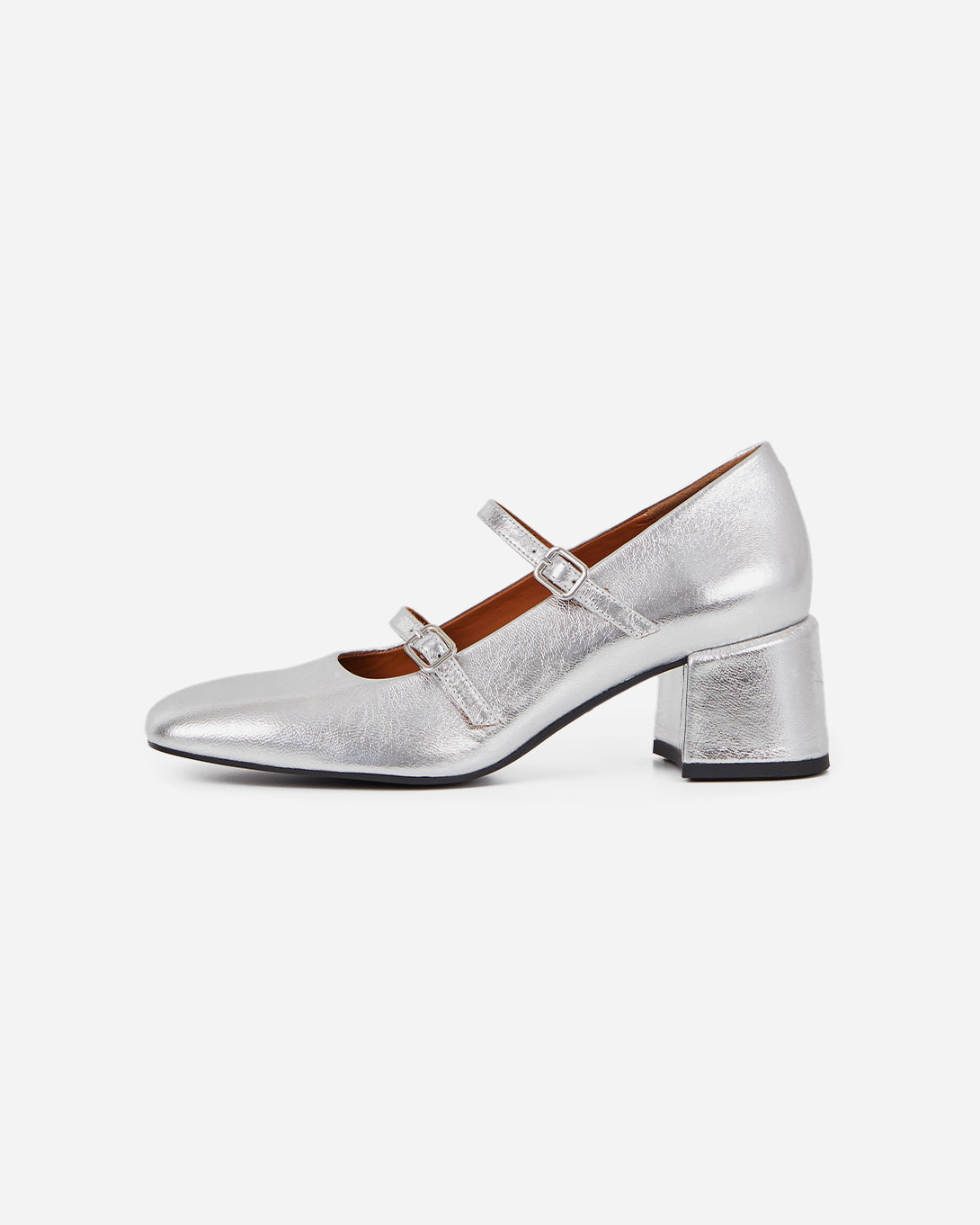 Silver Adison Buckle Fastening Block Heels Vagabond