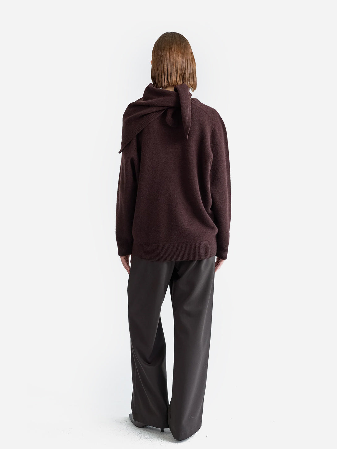 Dark Brown Wool V Neck Sweater Women V Neck Merino Wool Sweater Almina Concept