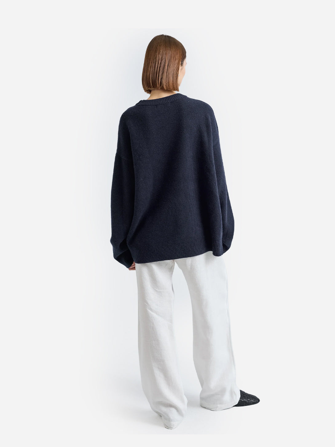 Navy Oversized Wool Cash Sweater Almina Concept