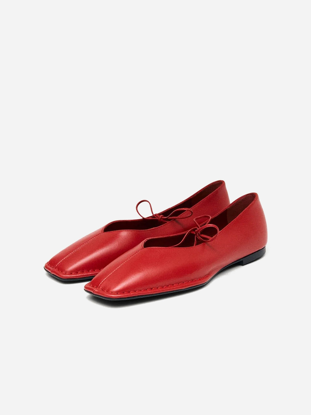 Red Sway Leather Ballet Flats Woven Red Leather Shoes Alohas
