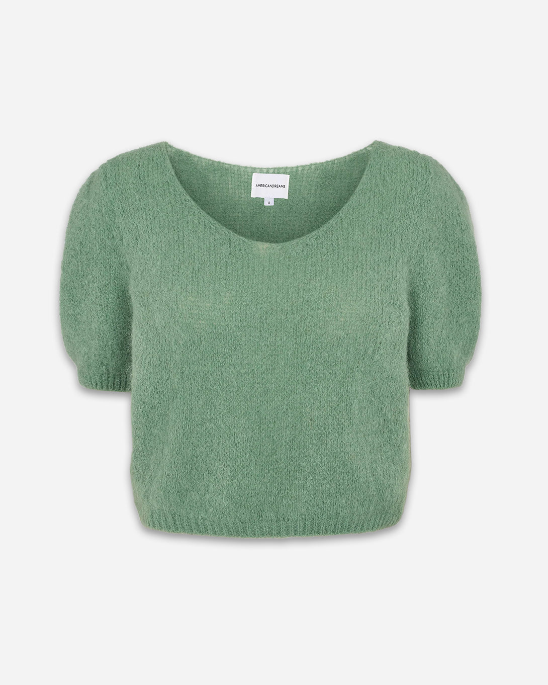 Dusty Green Lolanda Alpaca Womens American Dream Pullover Short Sweater Wool Cashmere