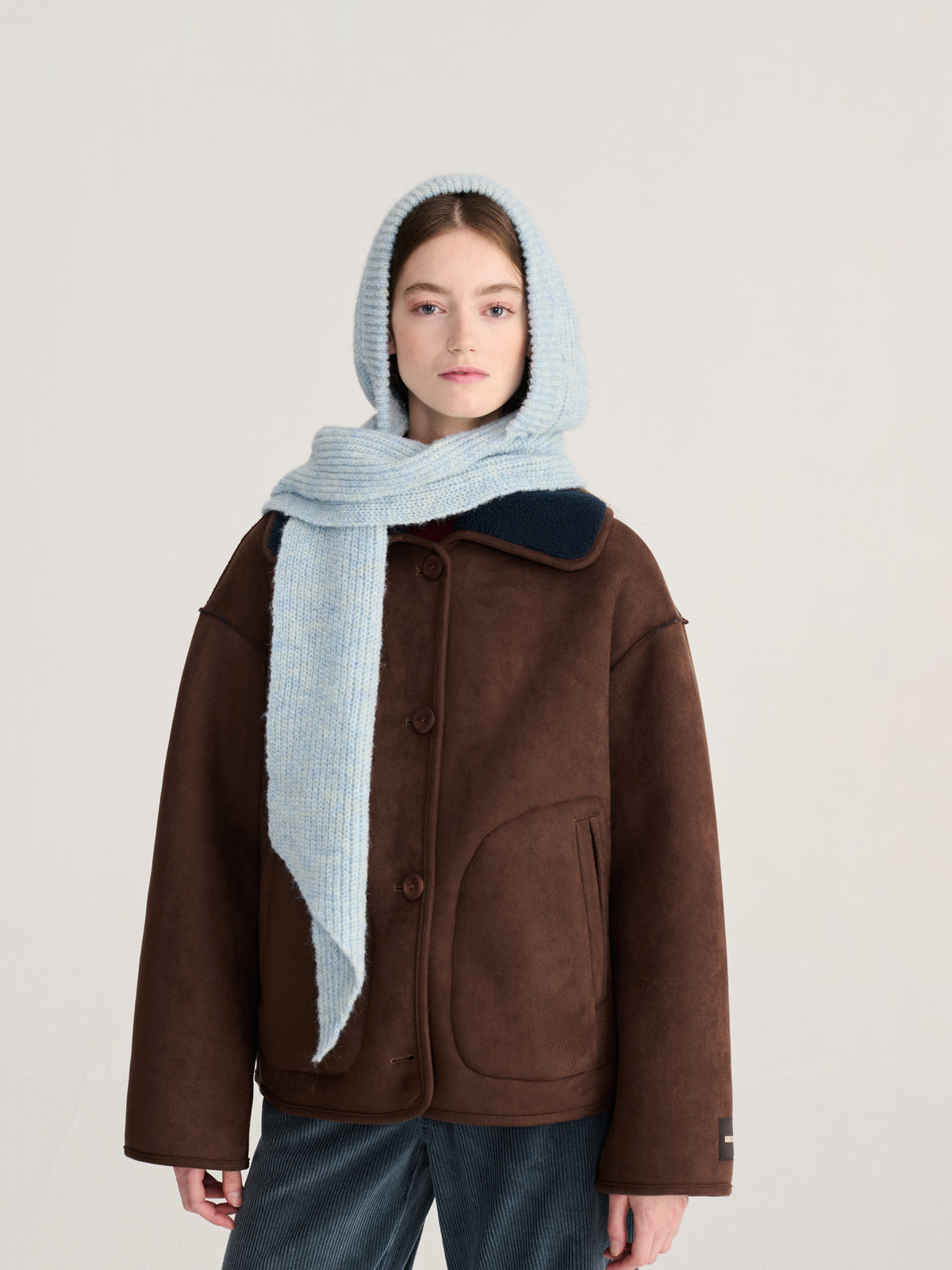 Light Blue Hooded Scarf Womens Soft Light Knit Hooded Scarf Womens Headwear Bobo Choses