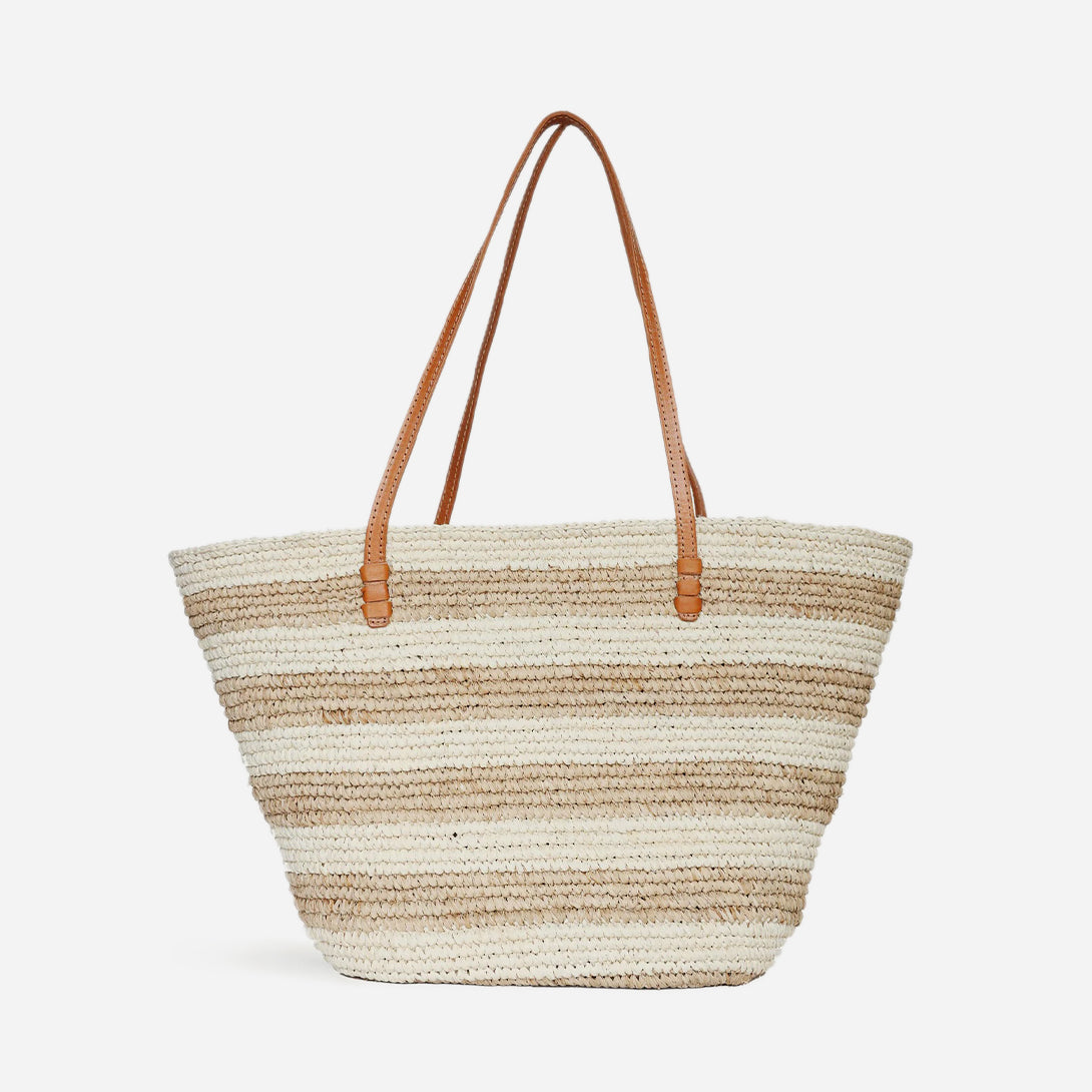 Cream Stripe Bieno Tote Womens Bembien Large Tote Bag Woven