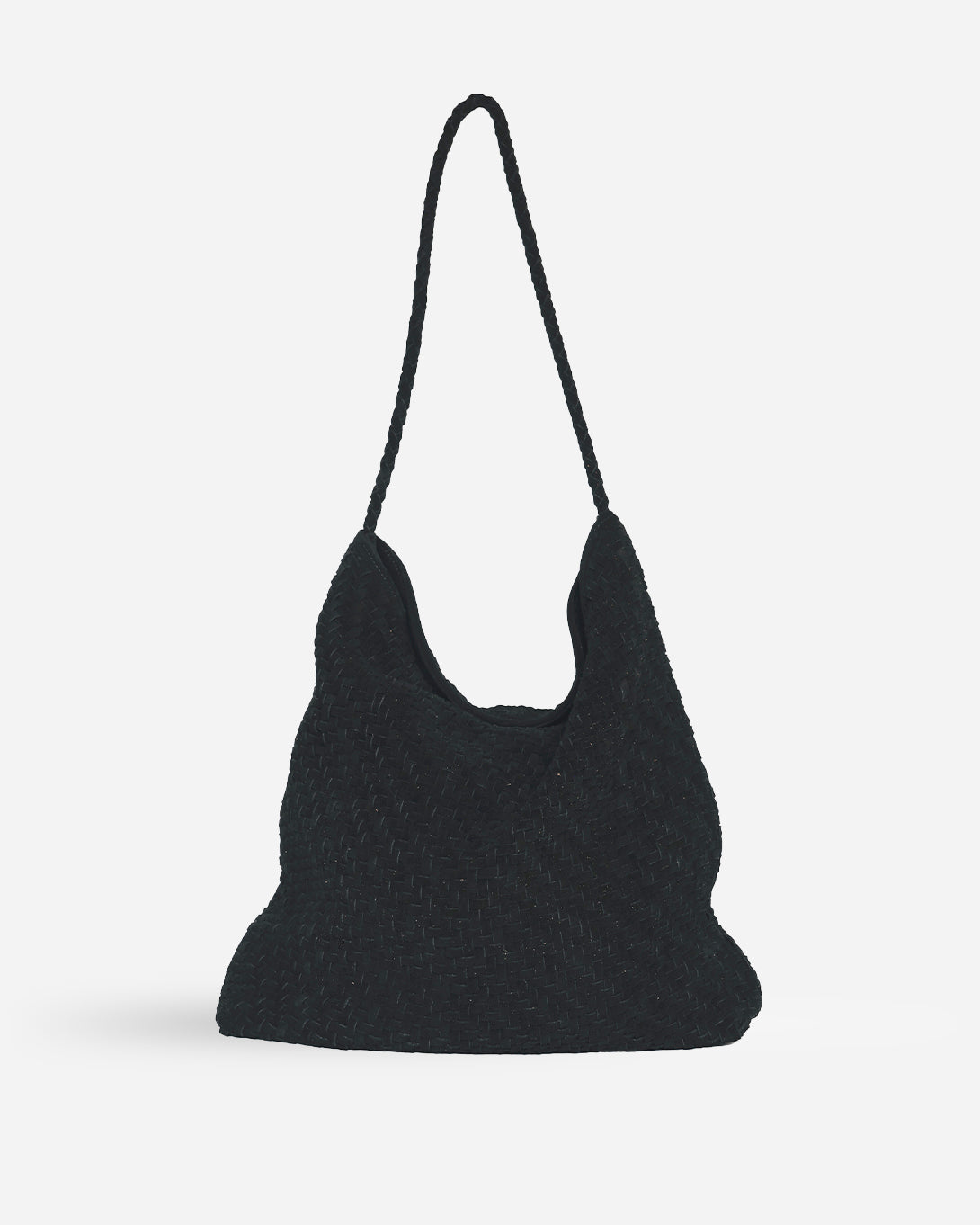 Black Sera Tote Suede Bembien Small Shoulder Woven Tote Bag