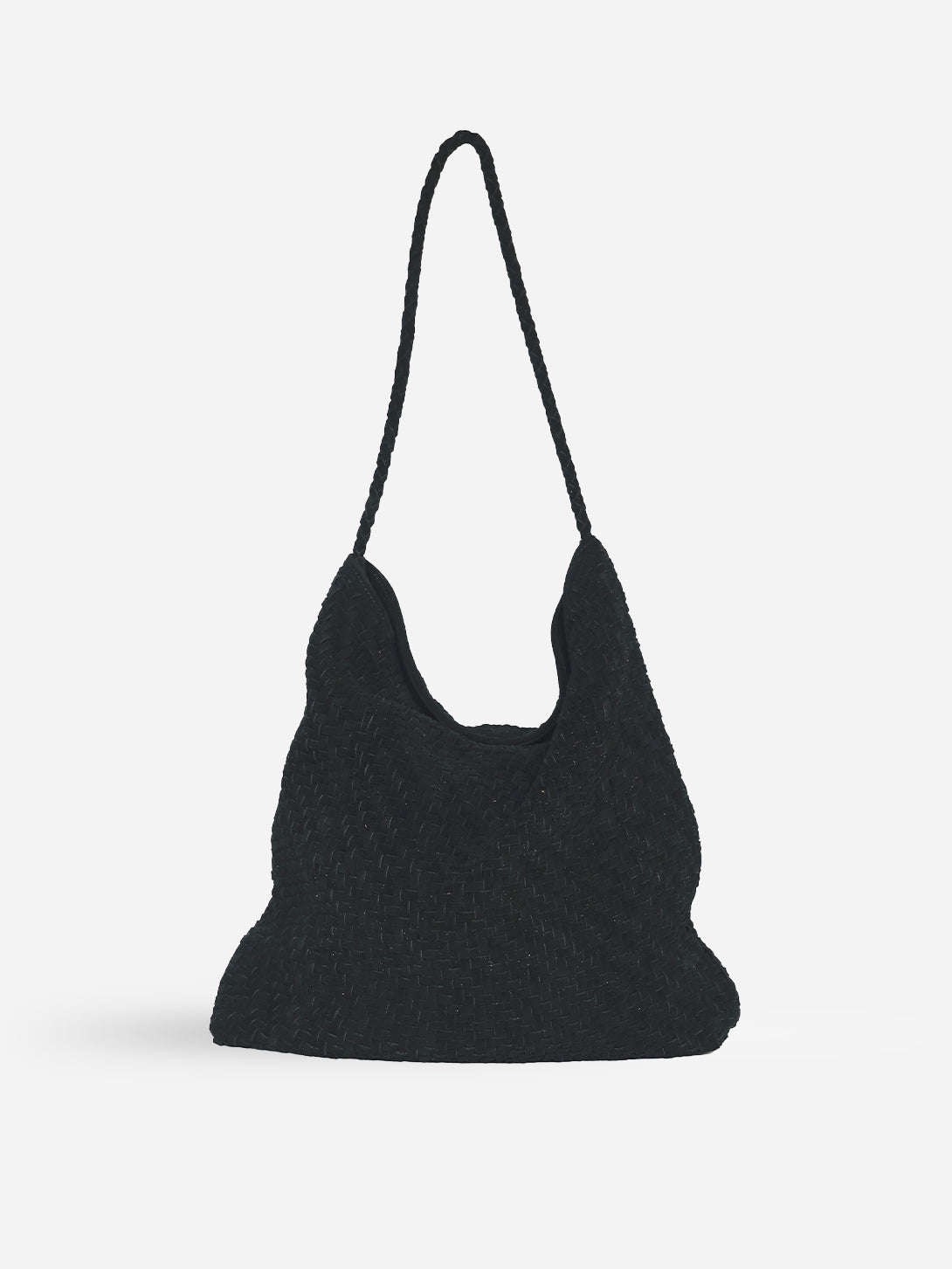 Black Sera Tote Suede Bembien Small Shoulder Woven Tote Bag