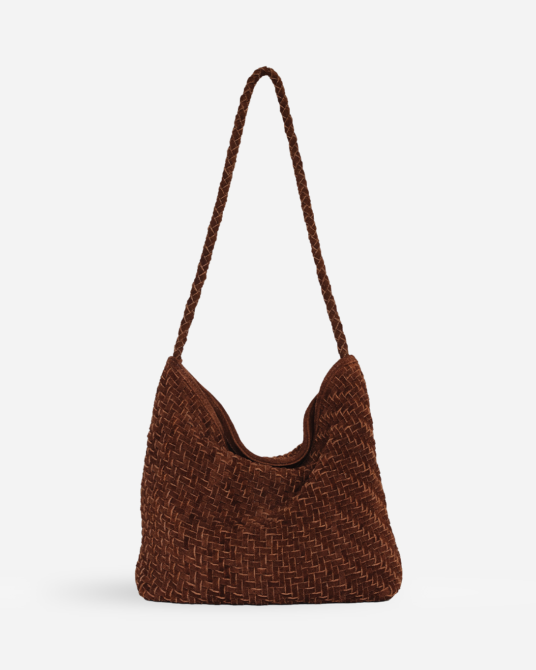 Brown Suede Serena Bag Suede Bembien Small Woven Shoulder tote Bag