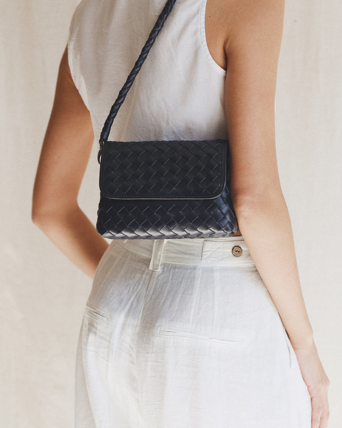 Navy Mini Madeline Bembien Leather Bags Womens Shoulder Bag