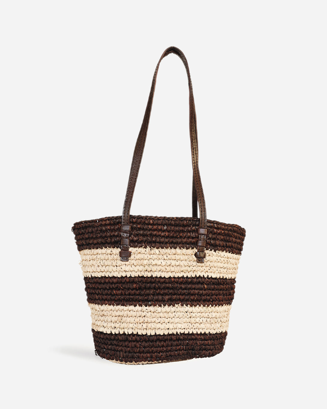 Brown Stripe Mini Bieno Woven Womens Handbag Bembien