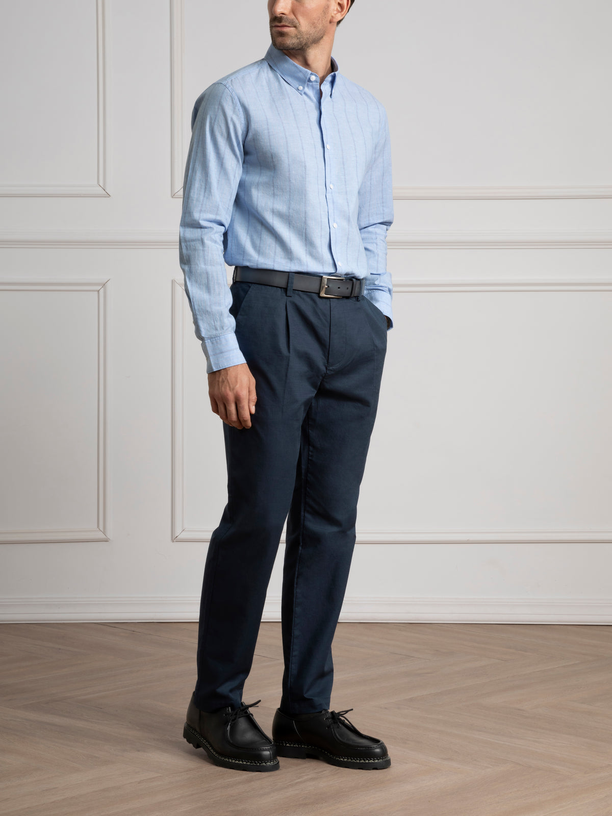 Lt Blue Stripe Fulton Stripe Shirt Mens Striped Dress Shirt Button Down Collar Pinstripe Button Down