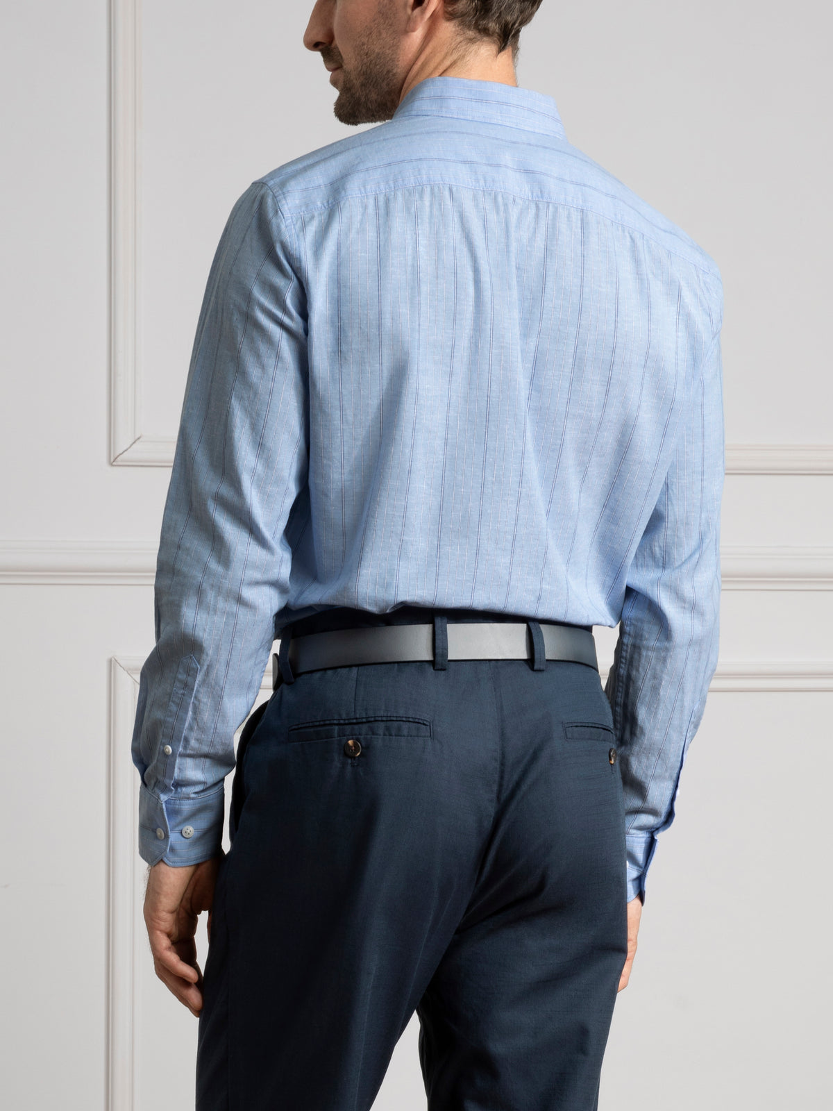 Lt Blue Stripe Fulton Stripe Shirt Mens Striped Dress Shirt Button Down Collar Pinstripe Button Down