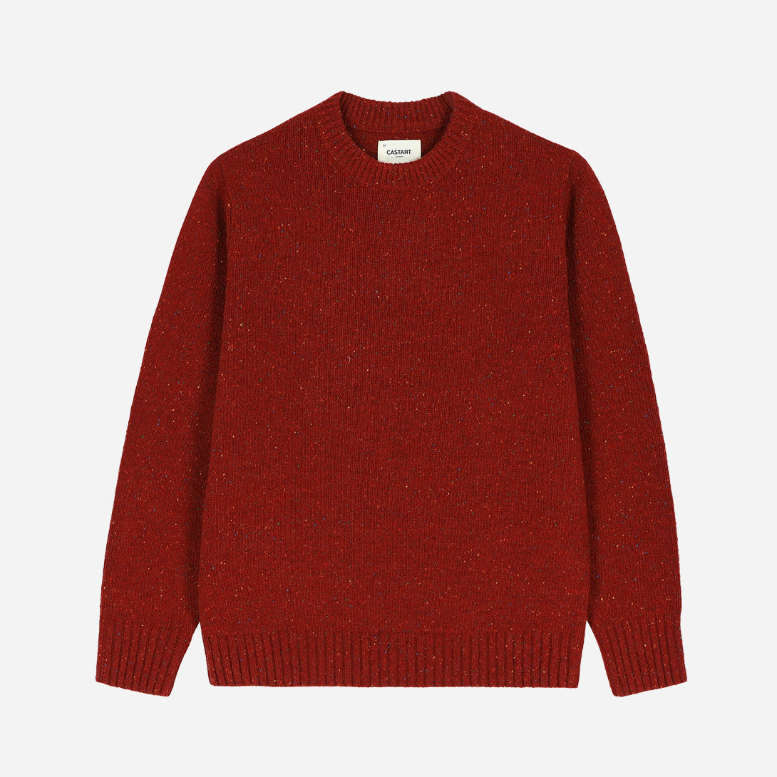 Red Starrynight Knitwear Solid Chunky Crewneck Sweater Mens Wool Sweater