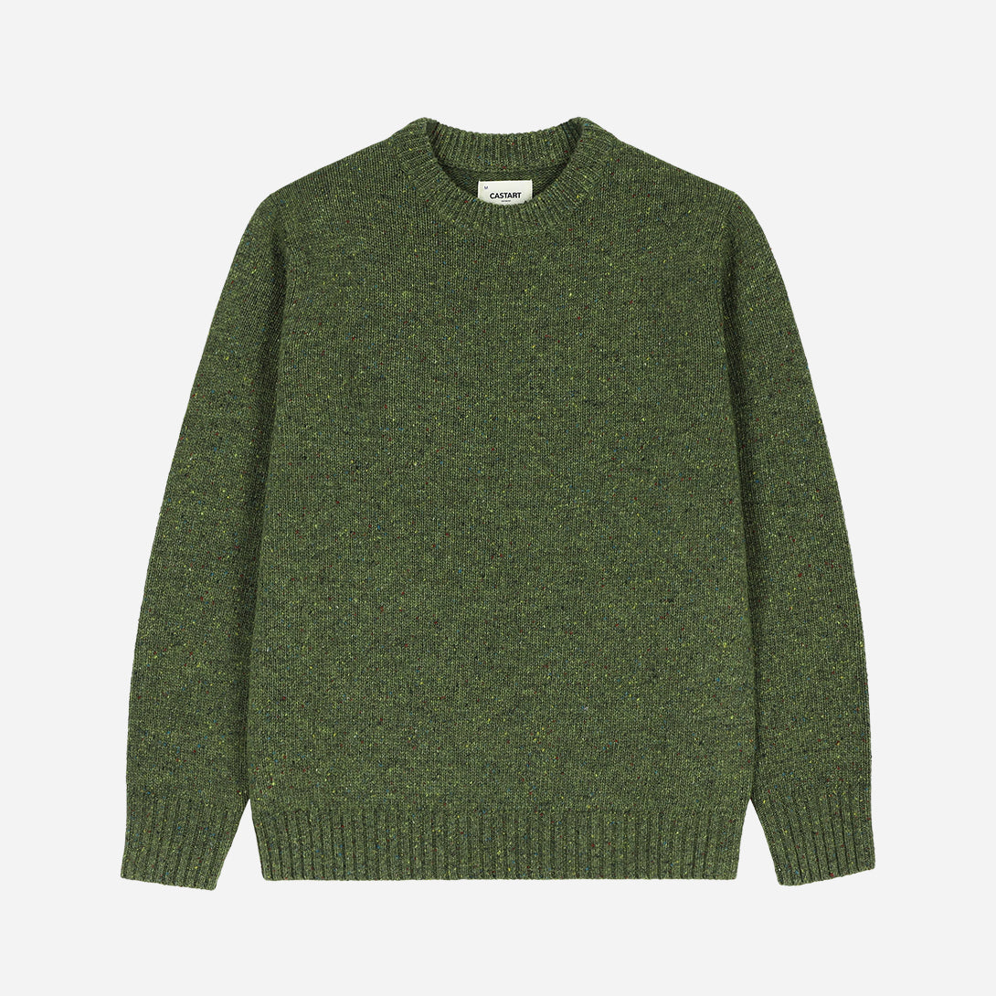 Green Starrynight Knitwear Solid Chunky Crewneck Sweater Mens Wool Sweater