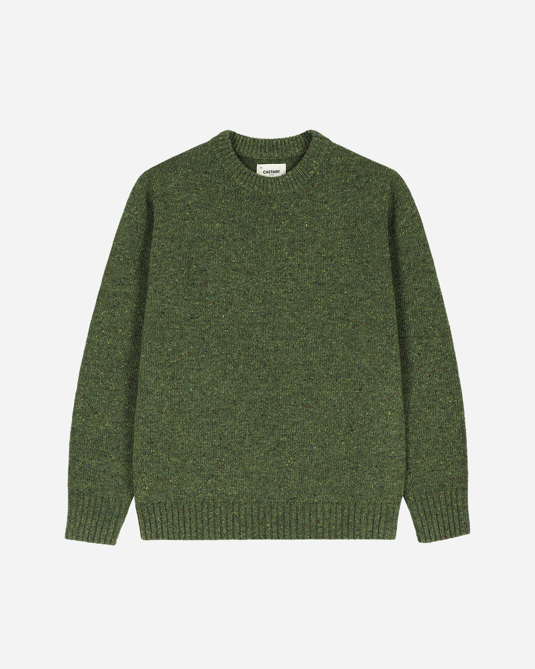 Green Starrynight Knitwear Solid Chunky Crewneck Sweater Mens Wool Sweater