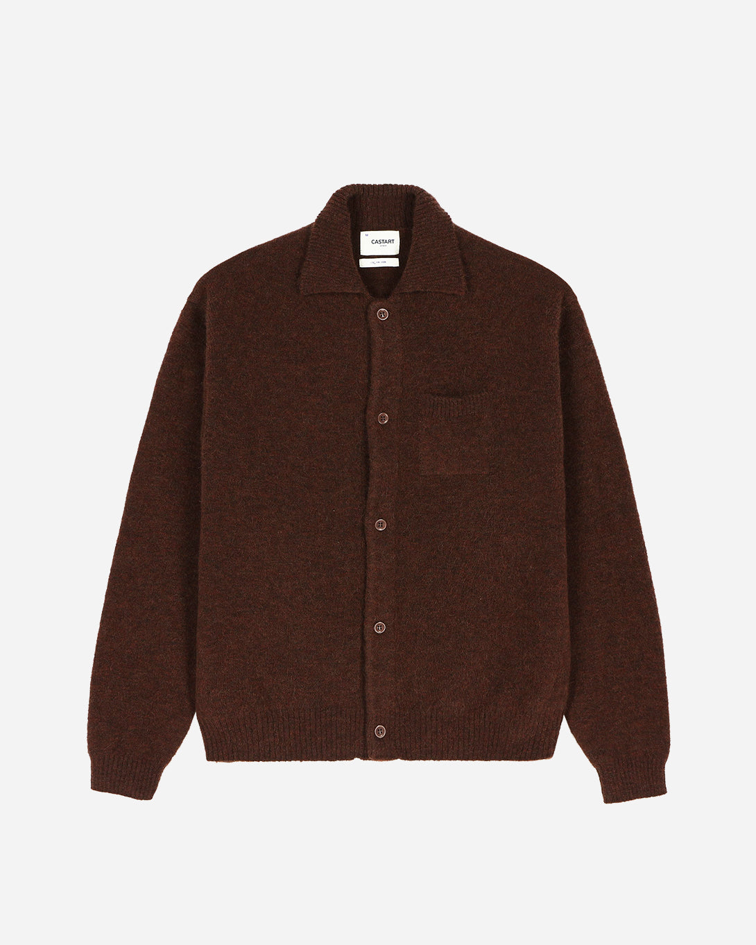 Brown Veer Knitwear Mens Knit Button Up Collared Alpaca Fabric Knitwear Brown Cardigan