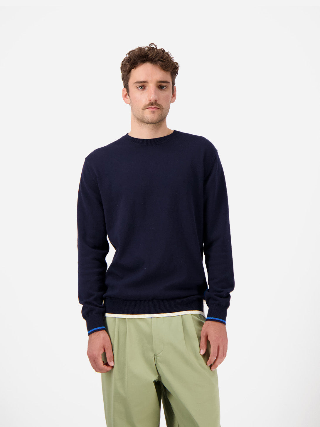Navy Trapeze Knitwear Mens Navy Pullover Crewneck Shirt Castart Clothing