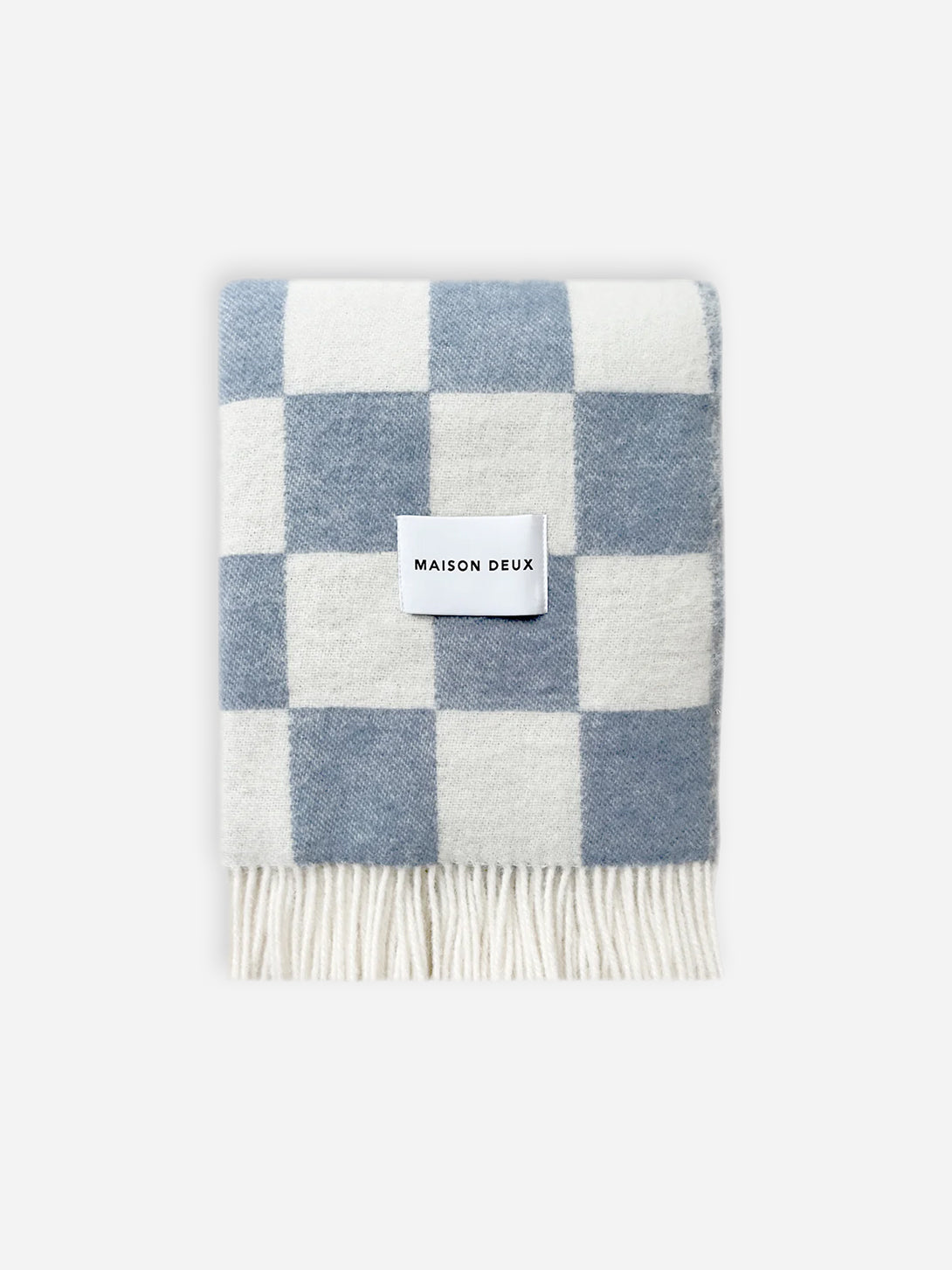 Denim Blue/White Checkerboard Blanket Maison Deux Patterned Blanket Couch Decor